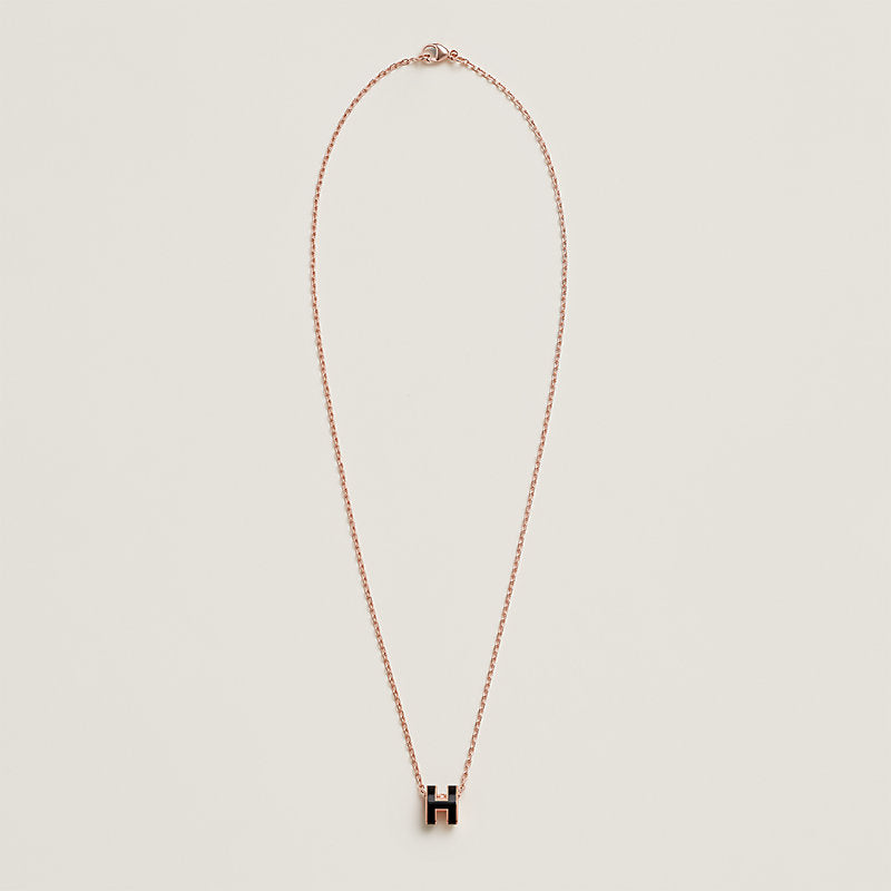 18K Mini Pop Hermes Black Necklace