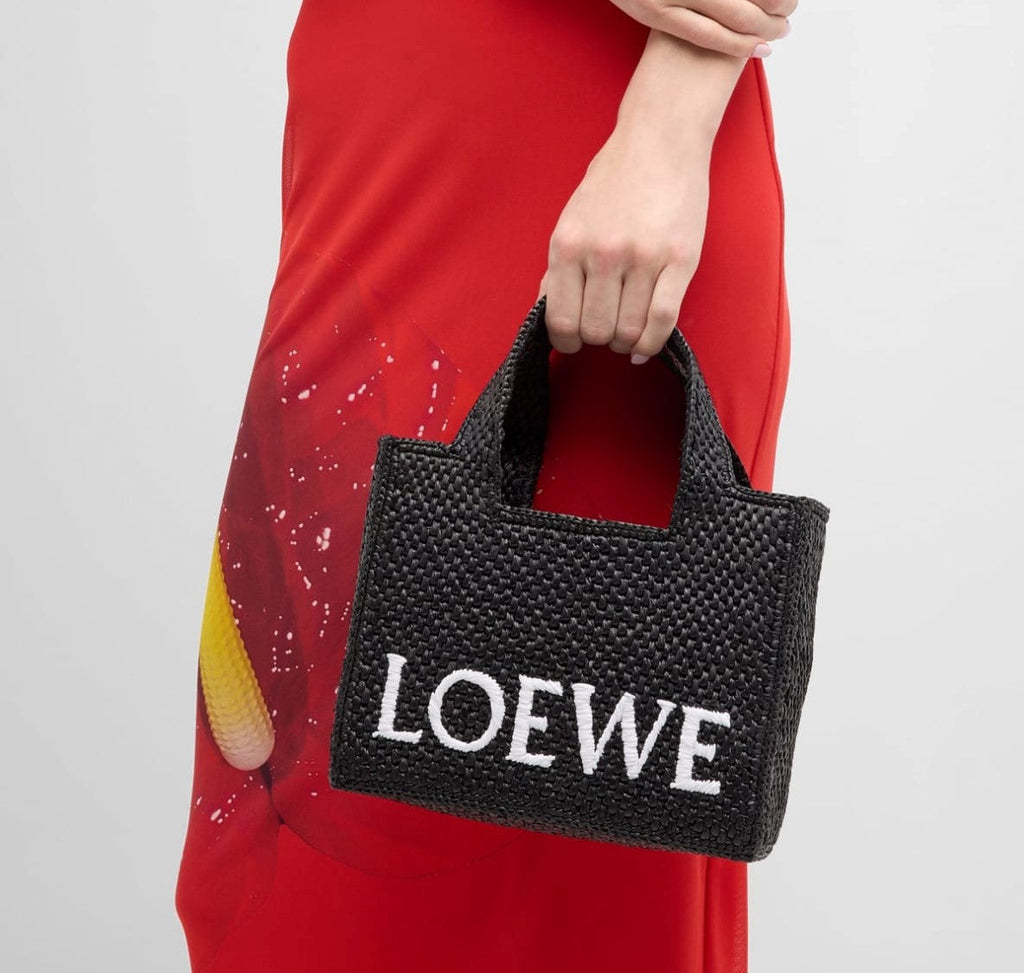 Loewe x Paula's Ibiza Font Tote Small Bag in Raffia