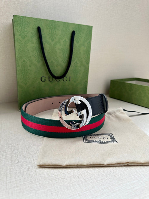 Green and Red Striped Belt Width 3.8cm