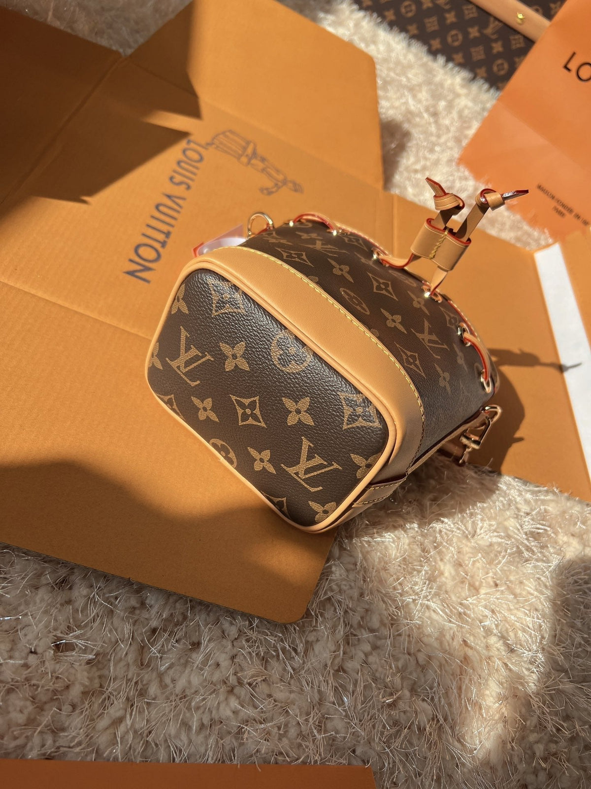 LV Nano Noé Monogram Canvas Mini Bucket Bag