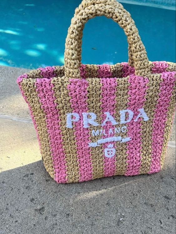 Prada Raffia Bag - Pink