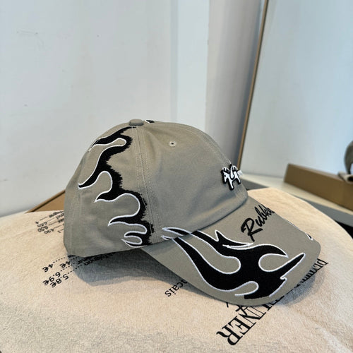 Embroidered Flame Baseball Cap - Premium Cotton Streetwear Hat