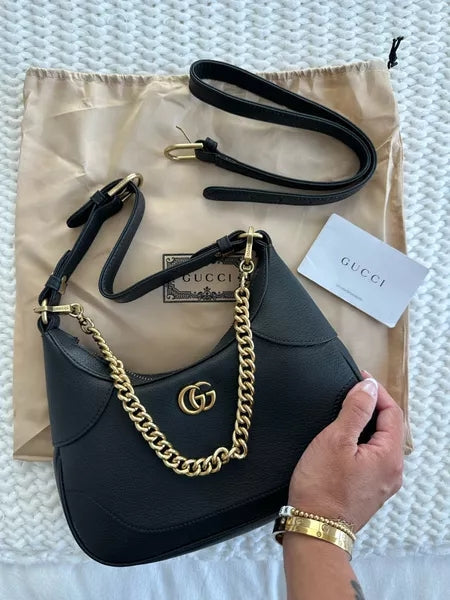 Gucci Aphrodite Mini Leather Shoulder Bag - Black