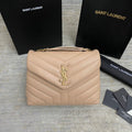 YSL Small Loulou 23 Beige Leather Gold Shoulder Bag