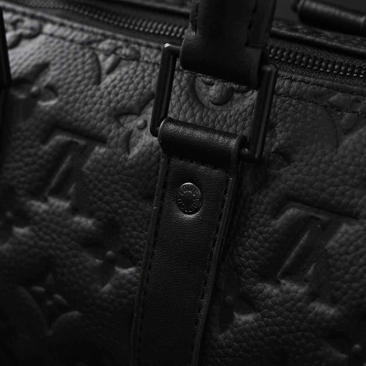 Louis Vuitton Keepall Bandoulière 50 – Monogram Shadow Black Leather Travel Bag