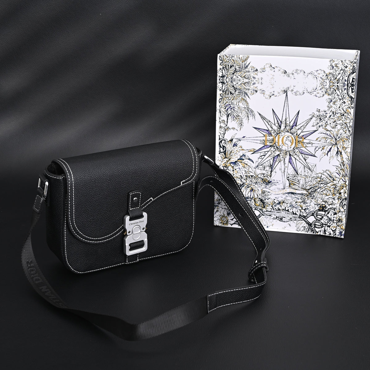 Dior Saddle Crossbody Bag – Black Grained Calfskin with Silver-Tone Hardware - Black with Silver-Tone Hardware