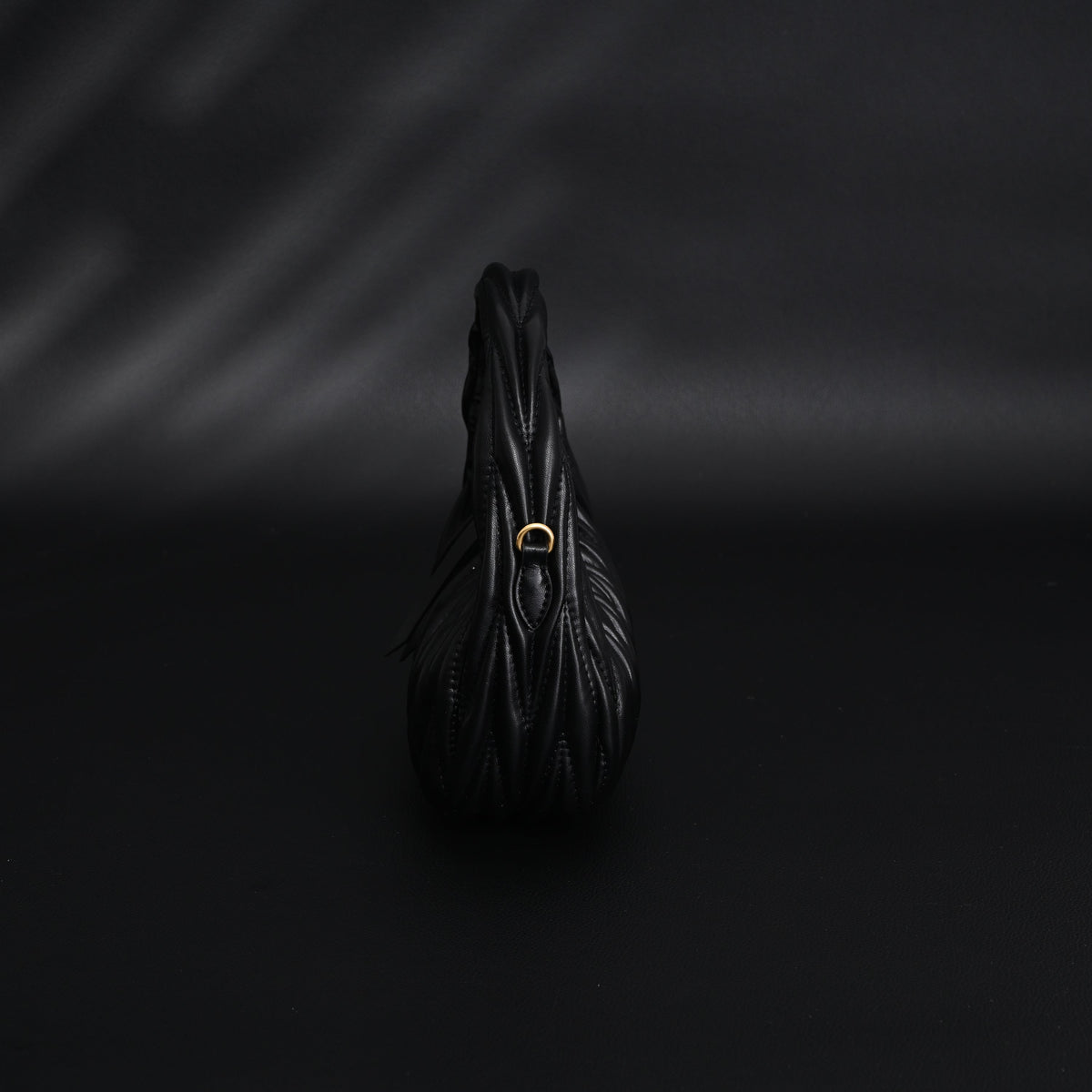 Miu Miu Matelassé Leather Hobo Bag – Black with Gold Hardware - Classic Black