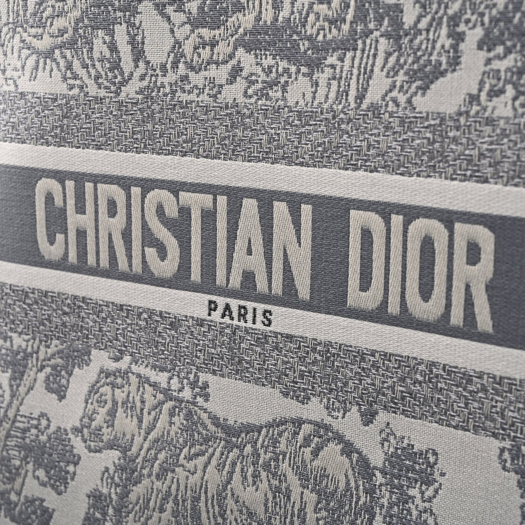 Christian Dior Large Book Tote – Toile De Jouy Embroidery - Classic Grey