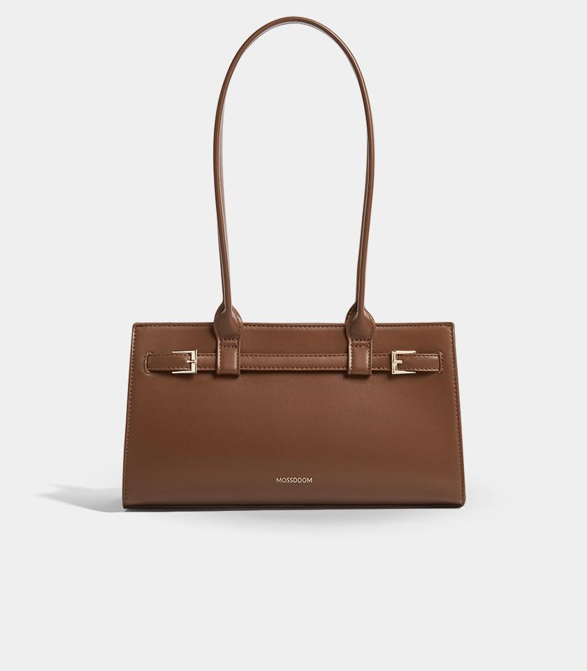 Mossdoom Aurelia Leather Handle Shoulder Bag with Custom Flower Chain