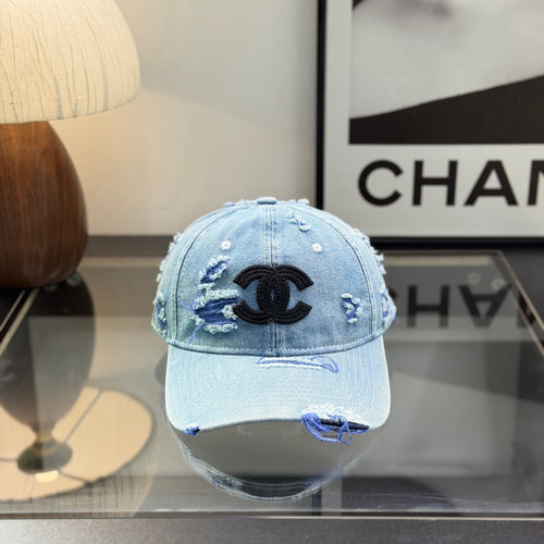 Distressed Denim Baseball Cap - Vintage Washed Streetwear Hat