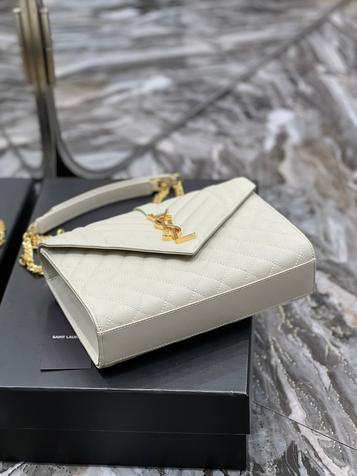 YSL Envelope Bag Medium White 487206