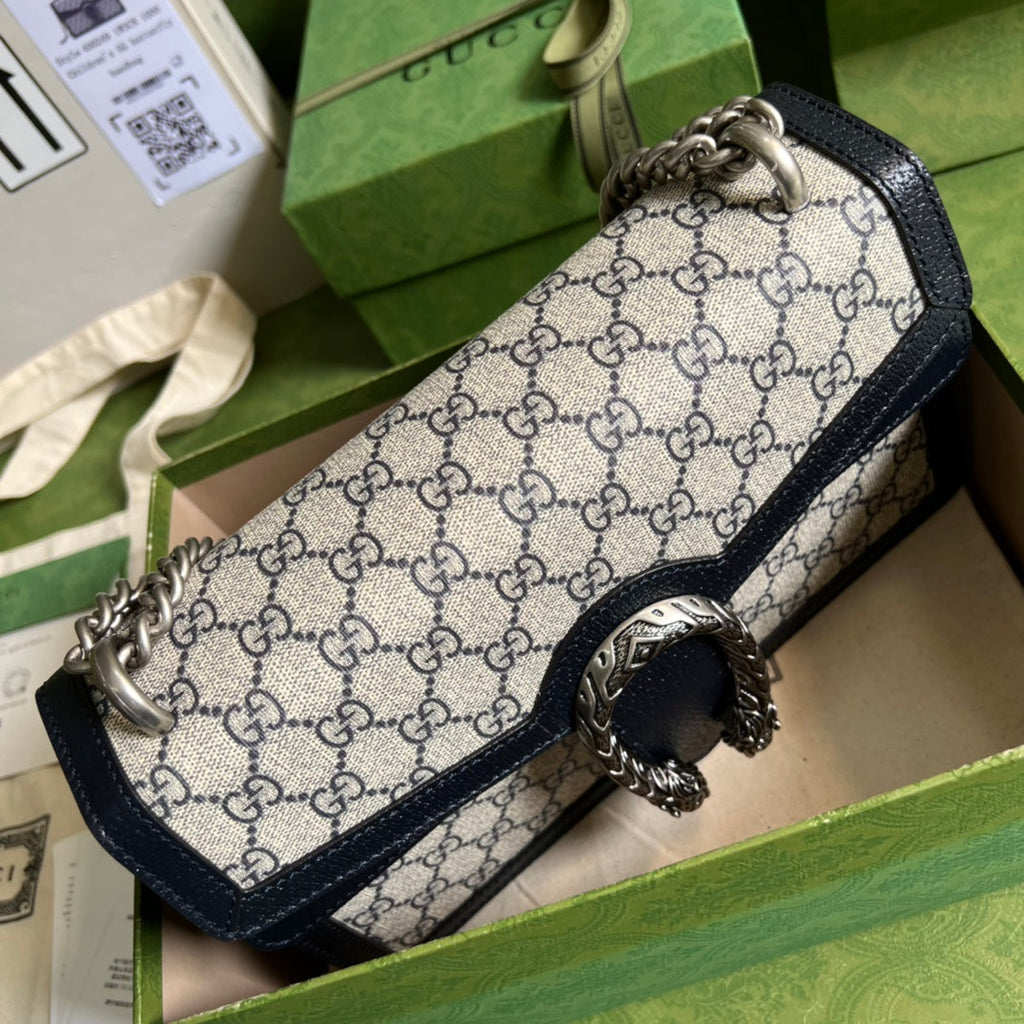 Gucci Dionysus GG Supreme Beige and Blue Shoulder Bag