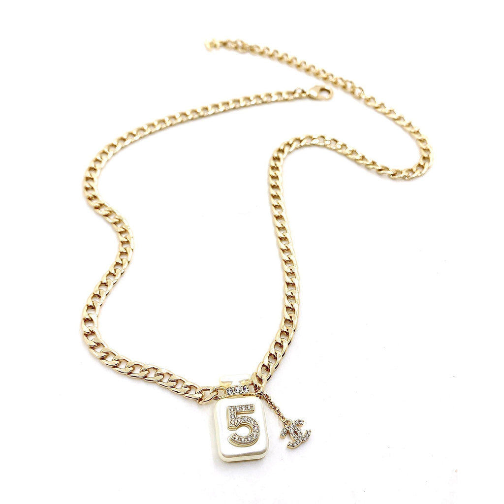 18K  Chanel No.5 Perfume Pendant Chain Necklace