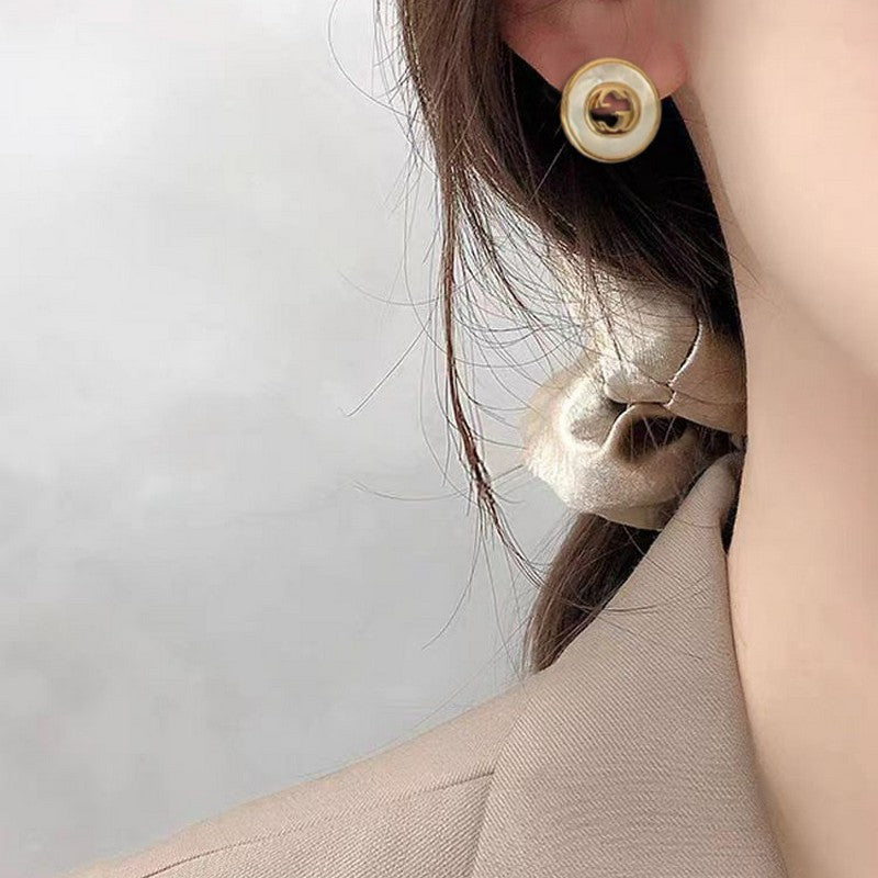 18K Double Gucci Gold Pearl Earrings