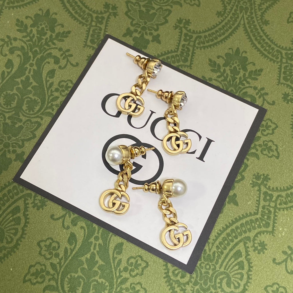 18K Double Gucci Chain Earrings