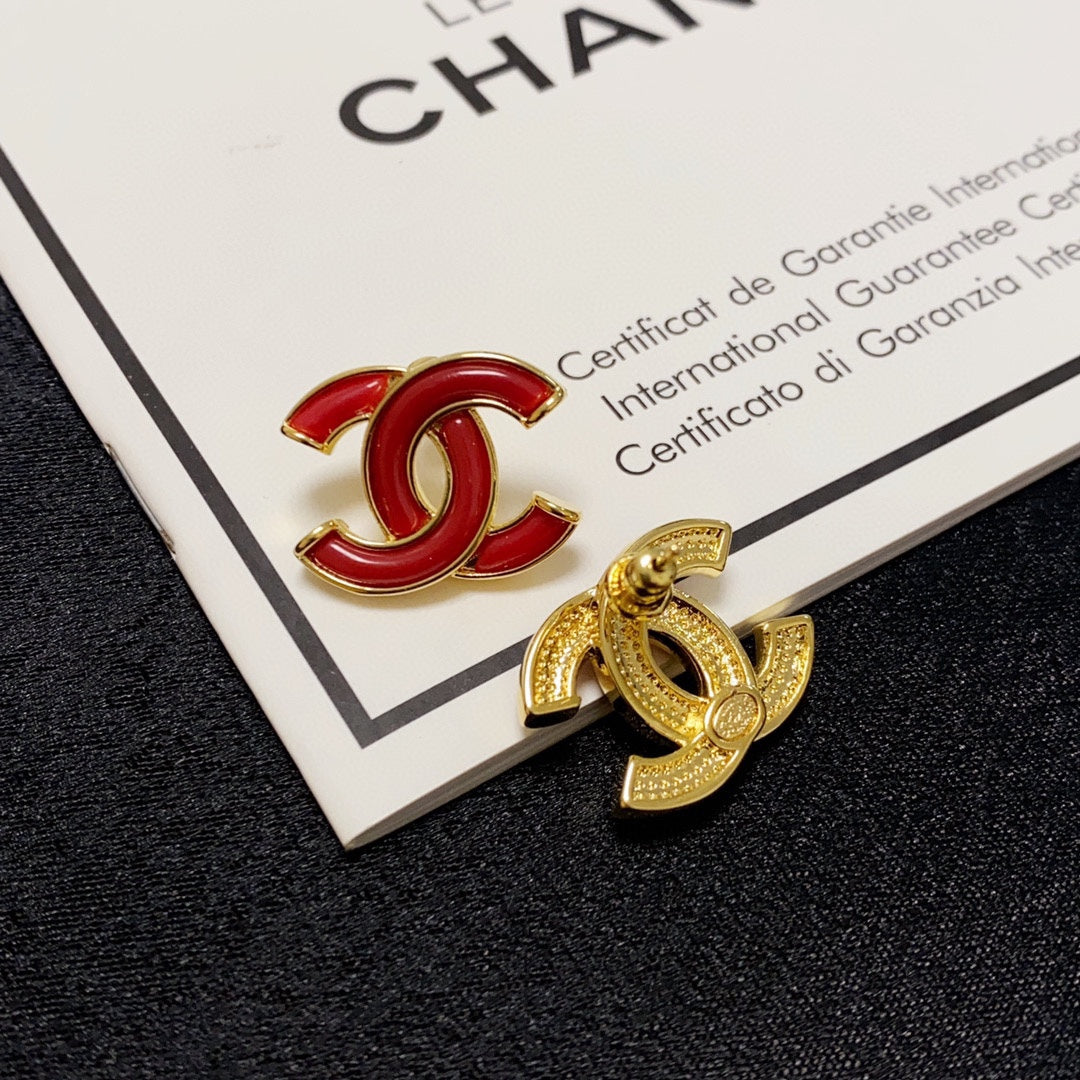 18K  Chanel Red Resin Earrings