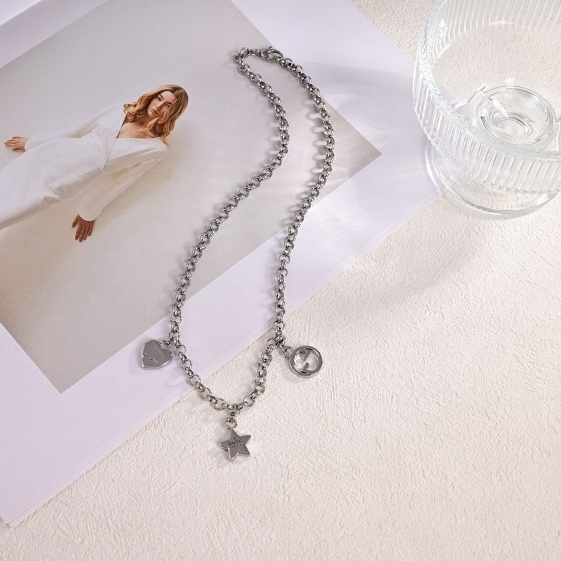 18K Double Gucci Star Chain Necklace