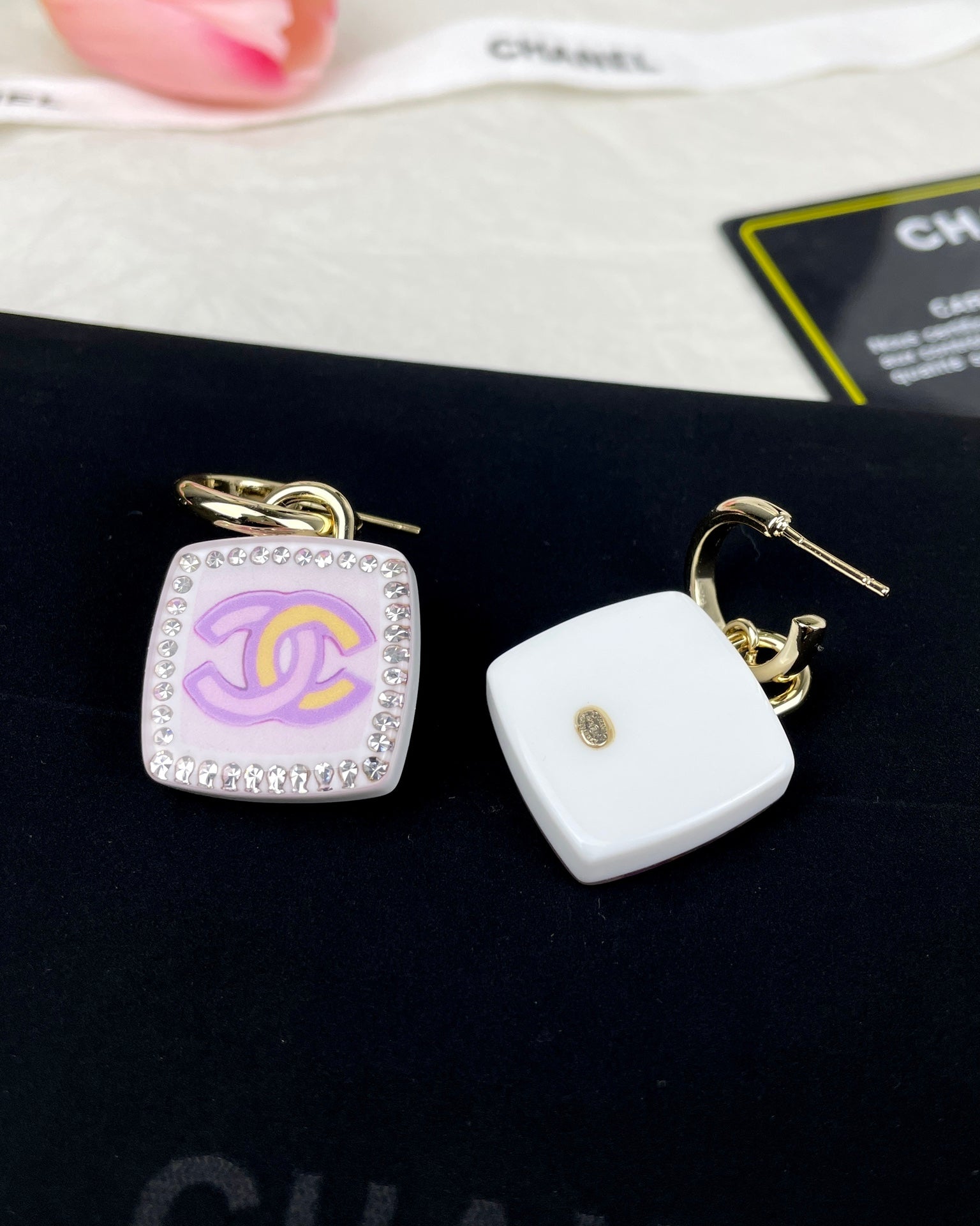 18K  Chanel Pink Bottle Earrings