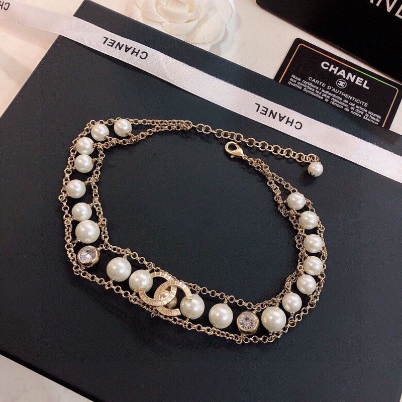 18K  Chanel Pearl Choker Chain Necklace
